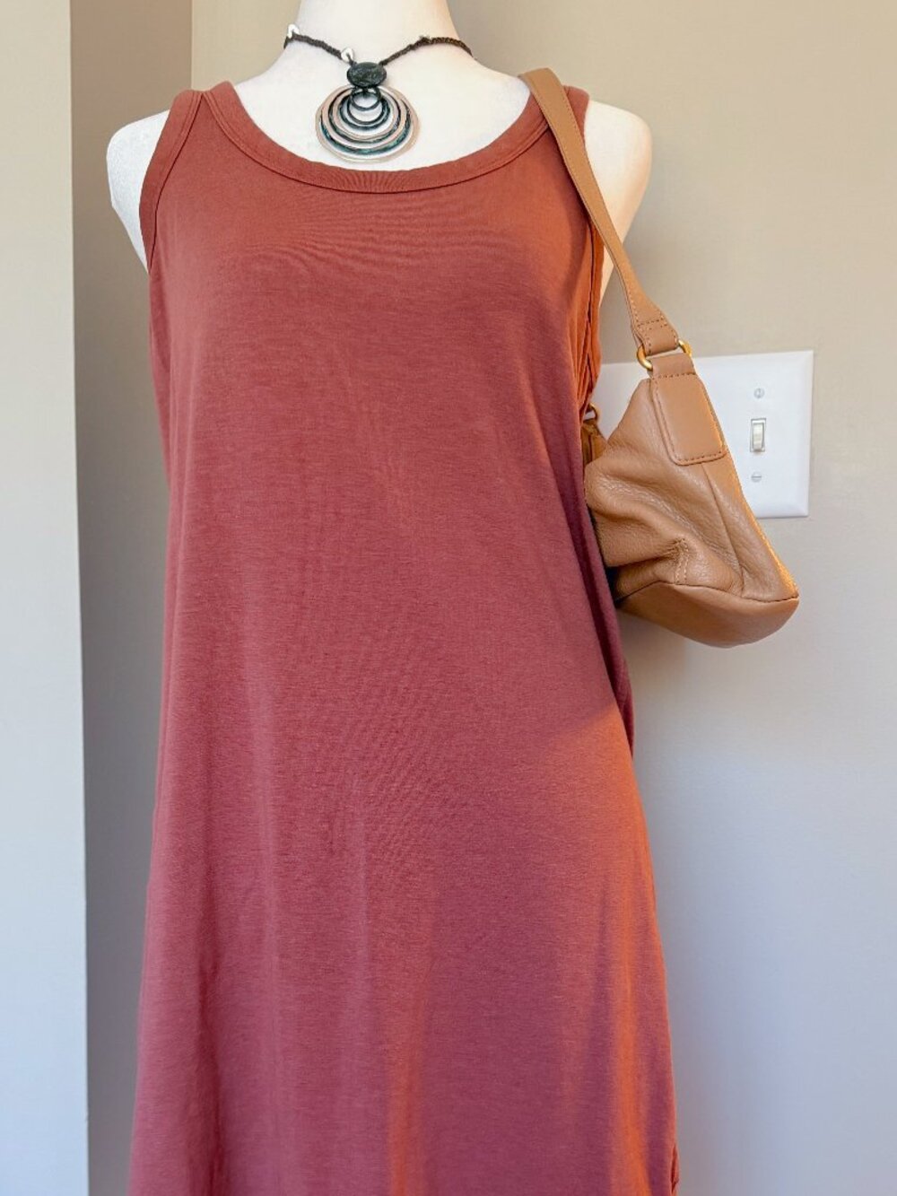 Lululemon Classic Fit Cotton Blend Scoop Dress Ancient Copper Jersey Knit Size 6